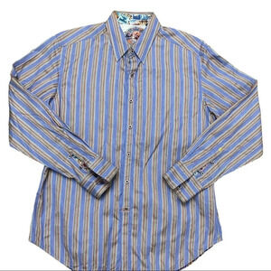 NWOT Robert Gram Blue Multi Stripe Button Down Shirt  Sz: L